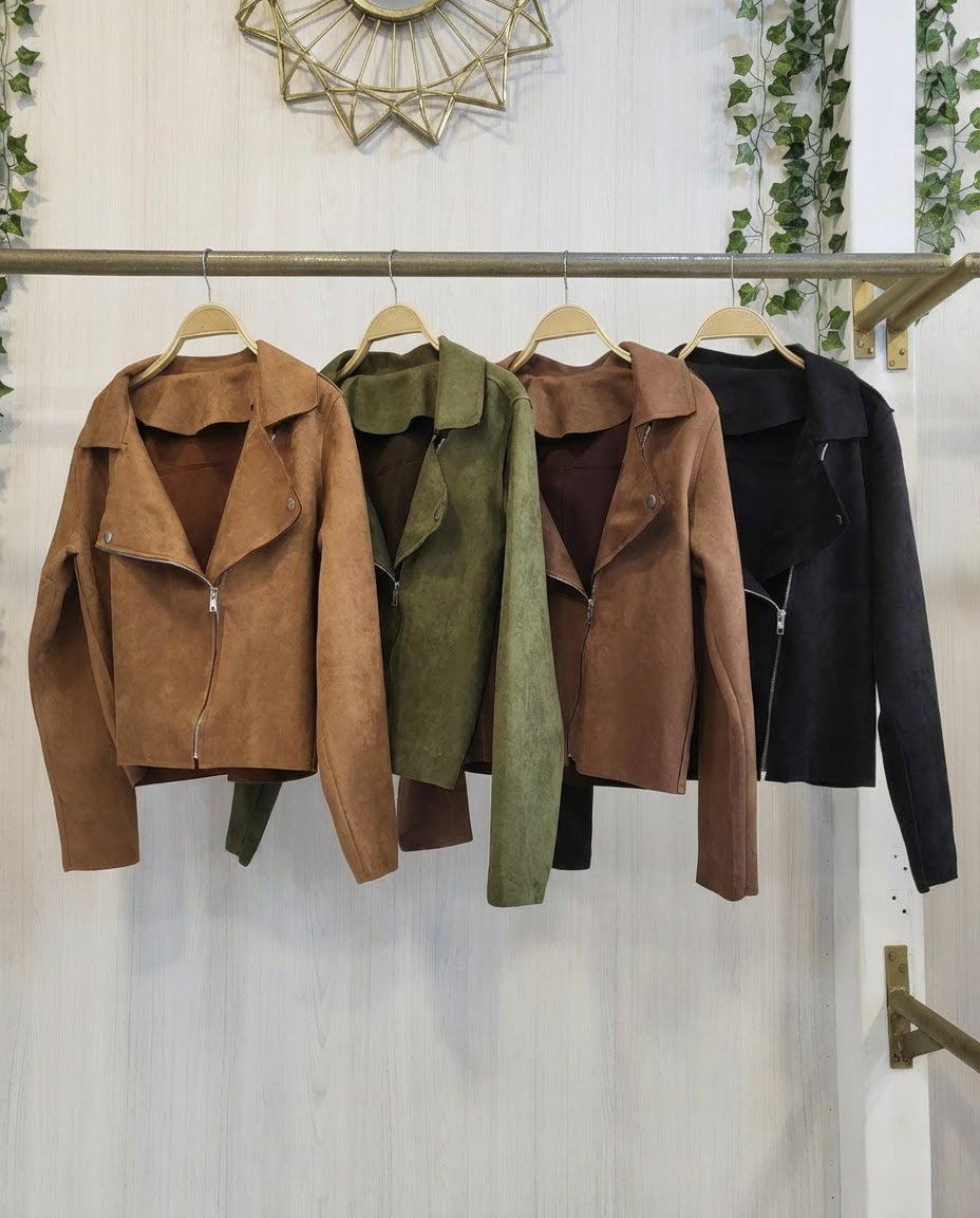 Chaqueta de Gamuza Minimal con Cierre