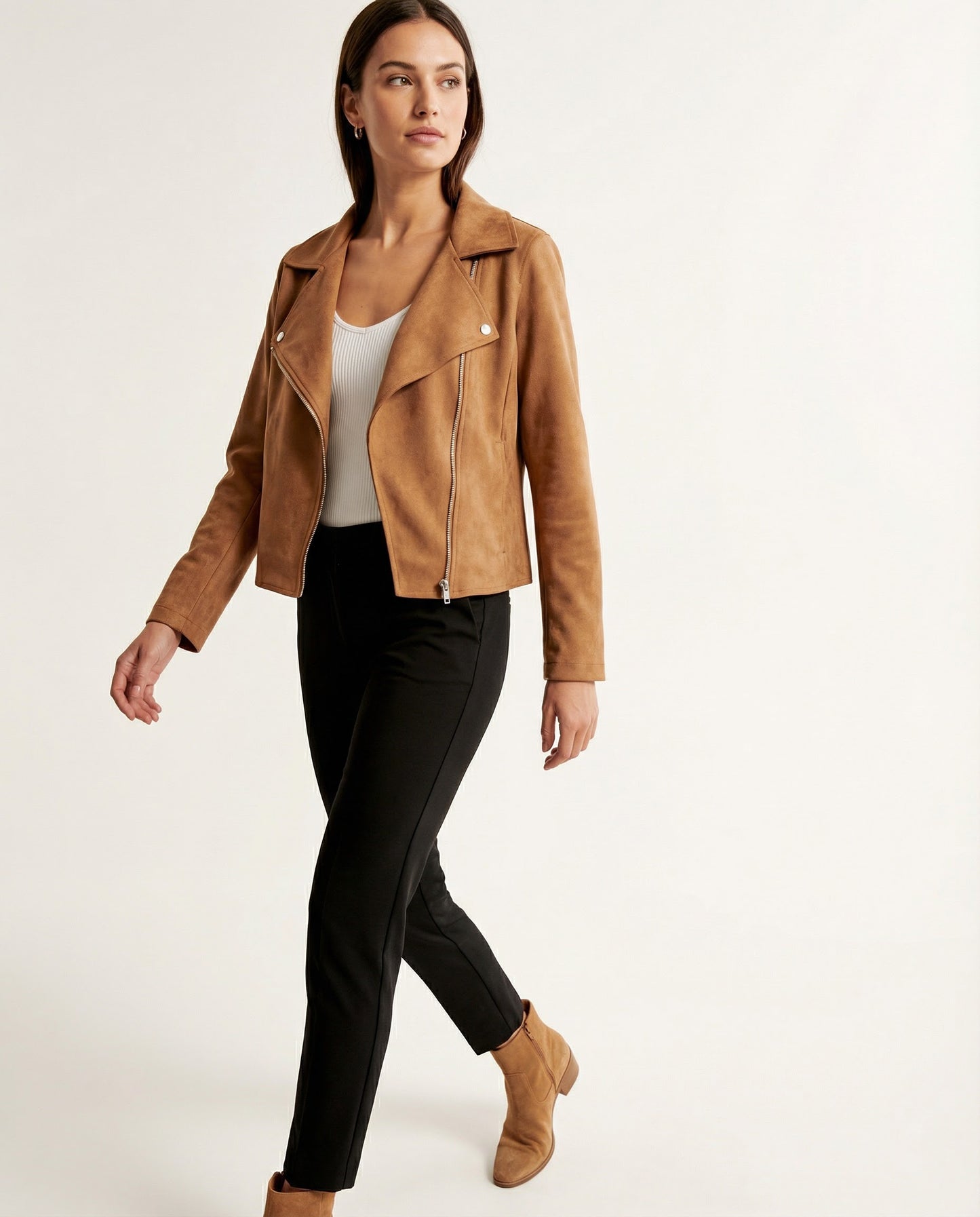 Chaqueta de Gamuza Minimal con Cierre