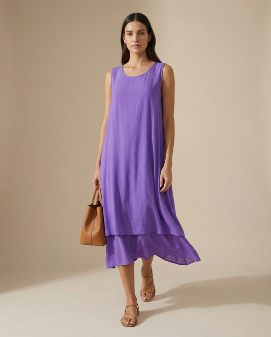 Vestido Midi de Bambula sin Mangas