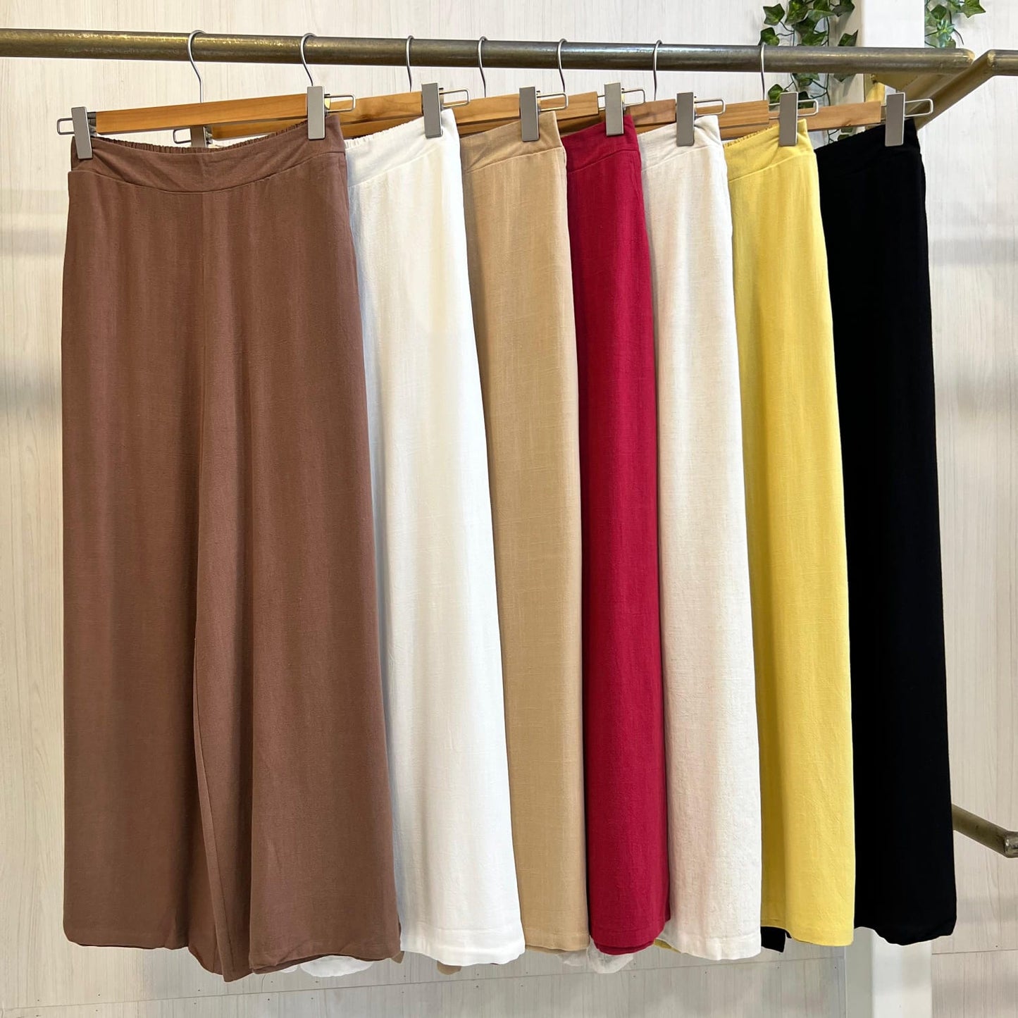 Conjunto de Lino Camisa Cuello Blazer y Palazzo con Bolsillos