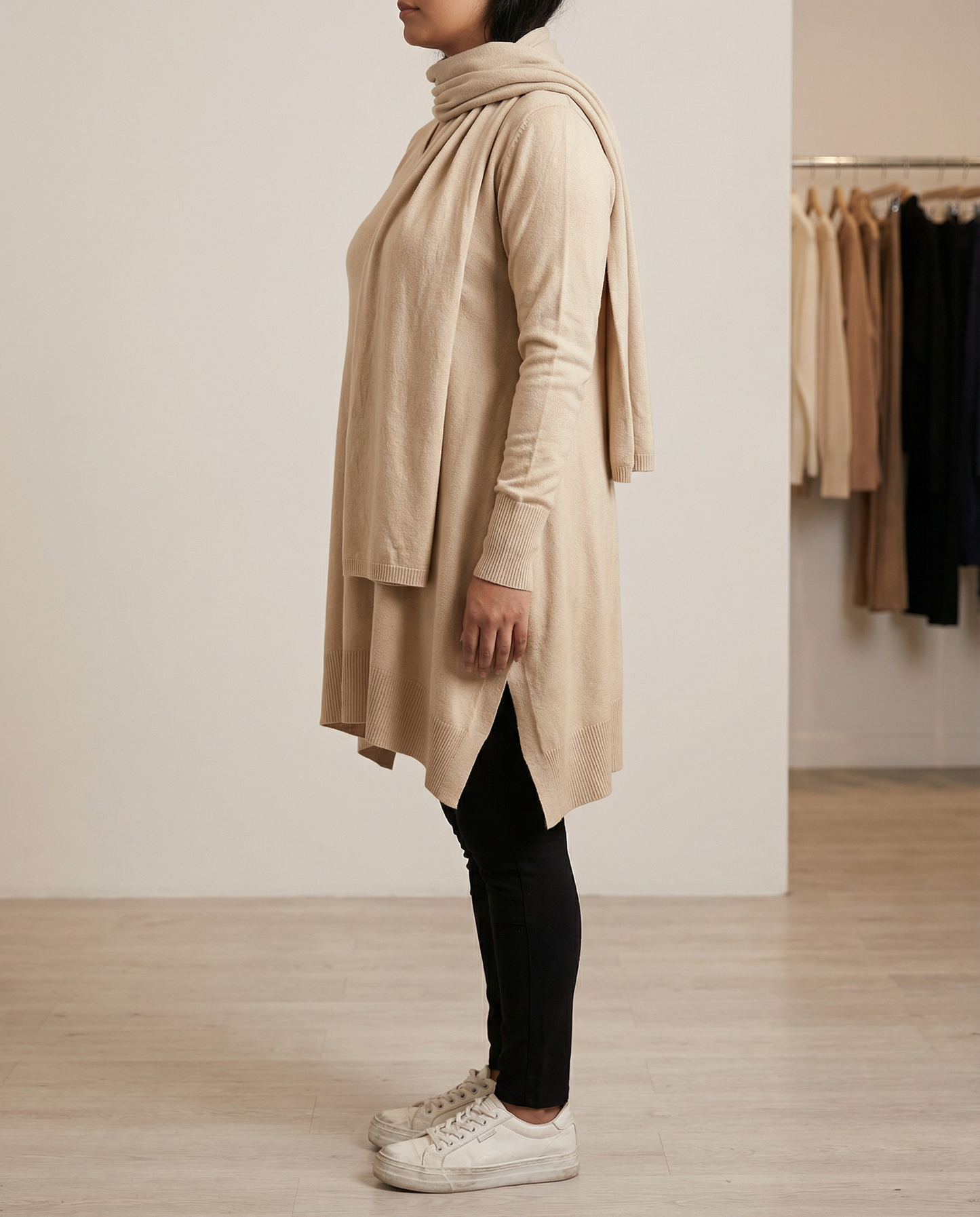 Vestido Lanilla Spandex con Bufanda Weekenda