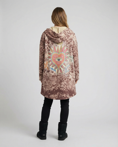 Chaqueta Gamuza Estampada con Capucha