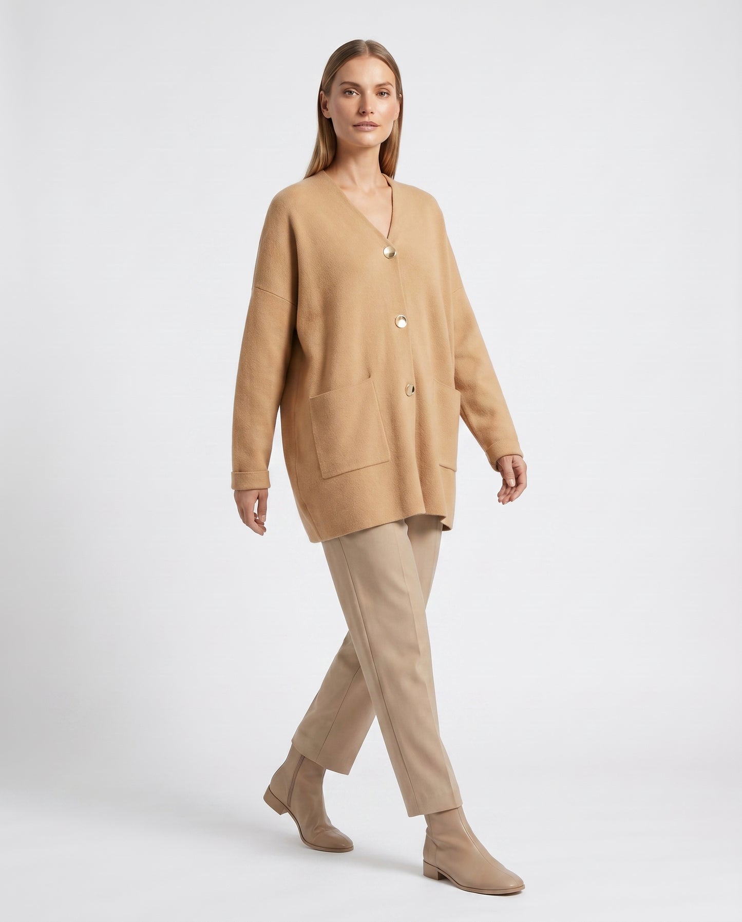 Abrigo Soft Lanilla Oversize Gold Buttons