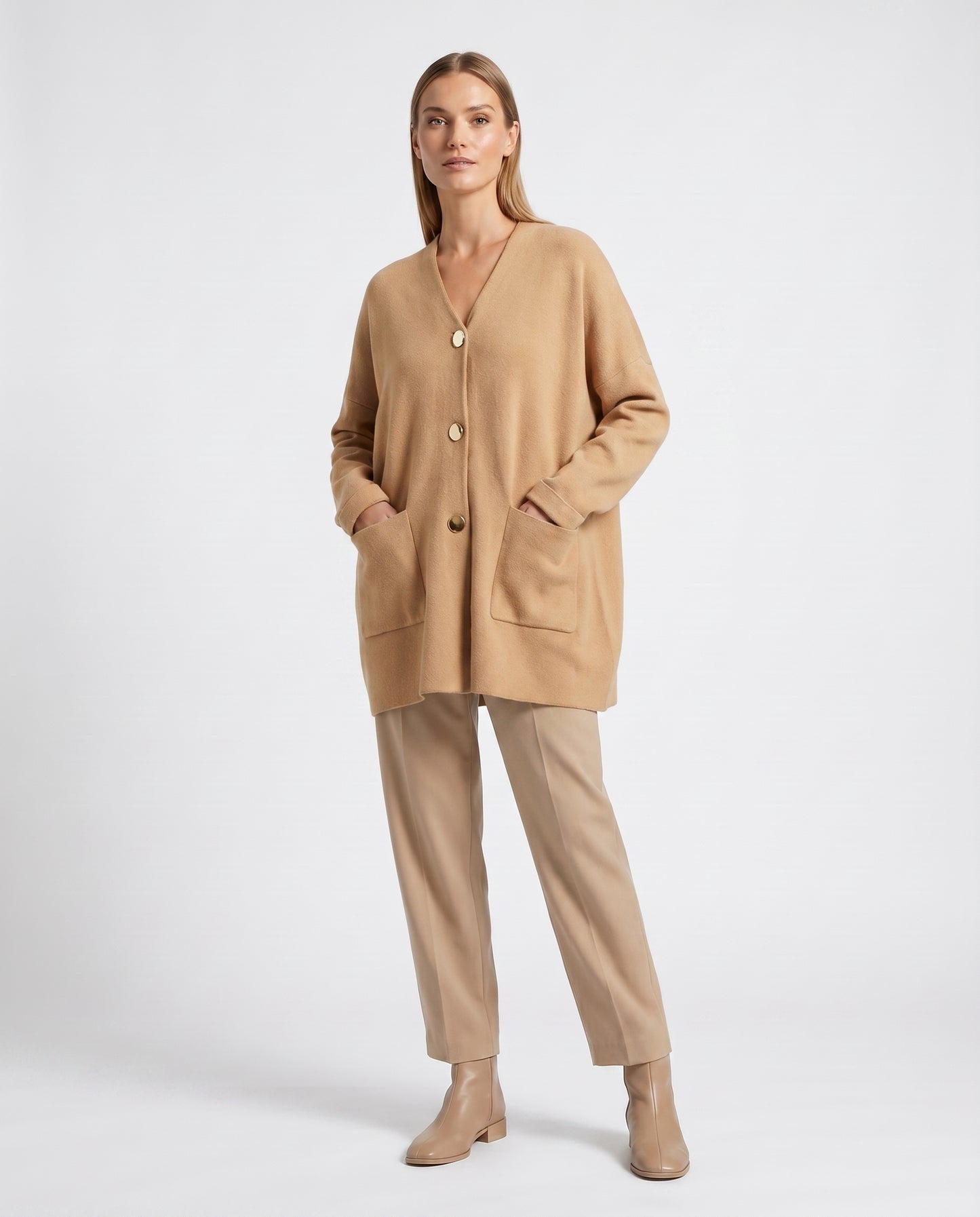 Abrigo Soft Lanilla Oversize Gold Buttons