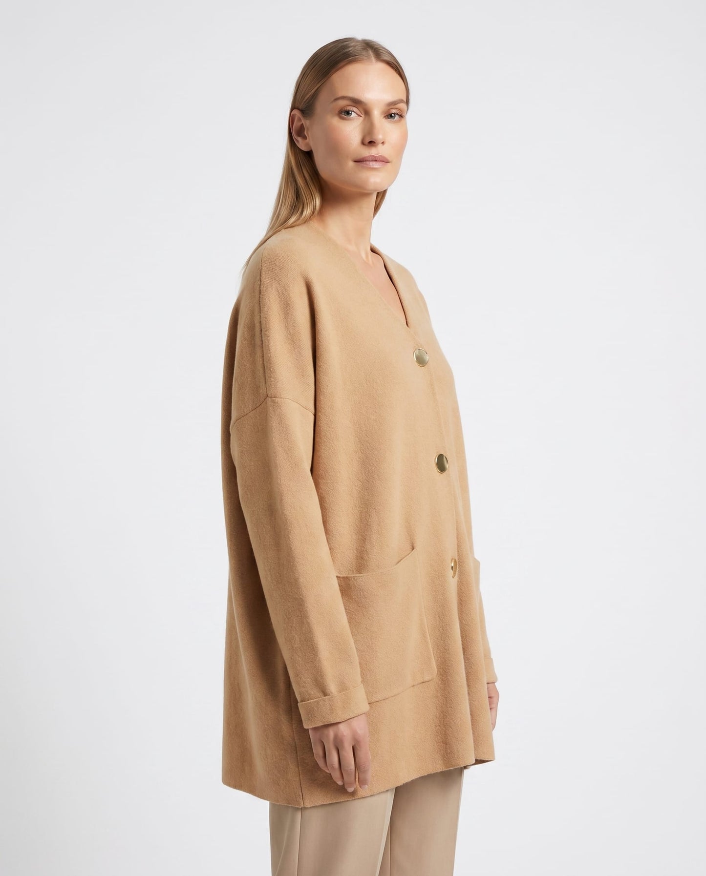 Abrigo Soft Lanilla Oversize Gold Buttons