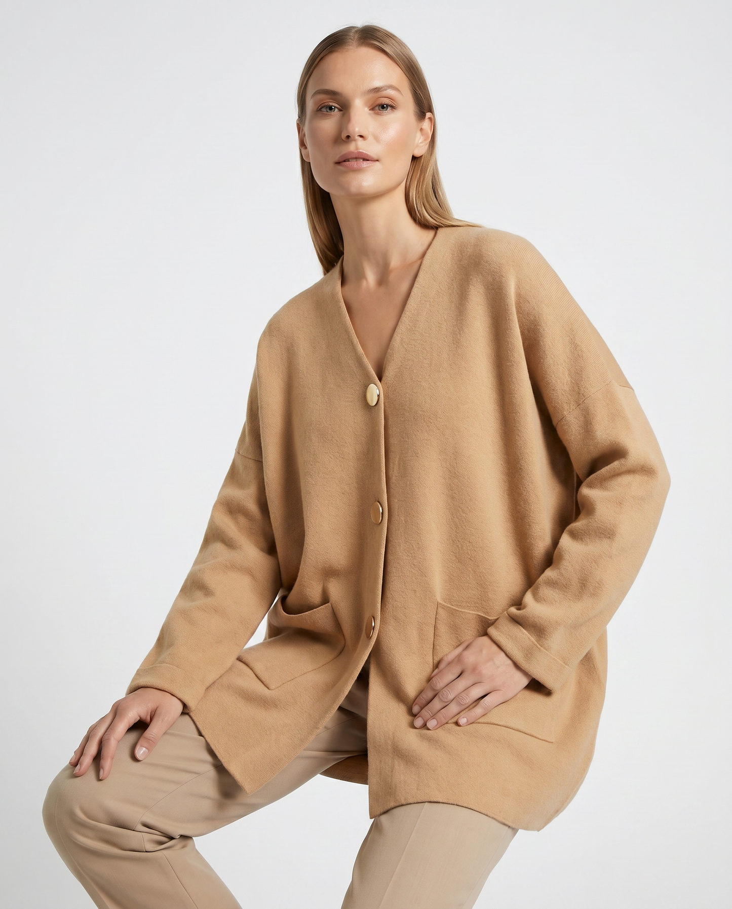 Abrigo Soft Lanilla Oversize Gold Buttons