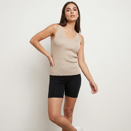 Polera Lurex V Glow Sleeveless