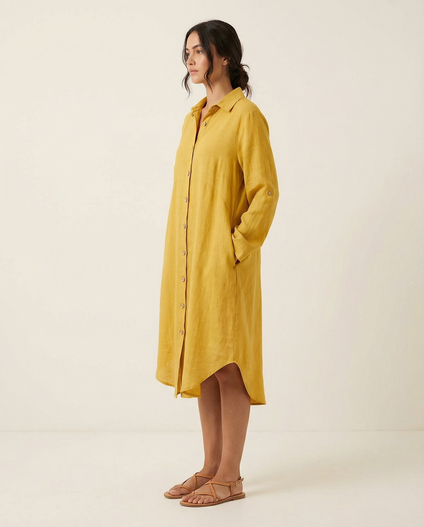 Vestido Camisero Lino Oversize Weekenda