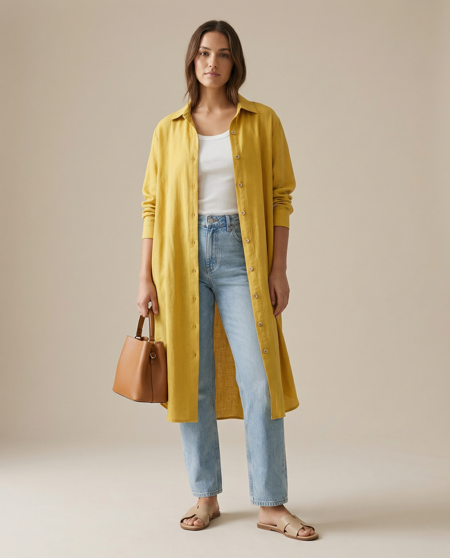 Vestido Camisero Lino Oversize Weekenda