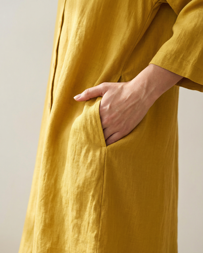 Vestido Camisero Lino Oversize Weekenda