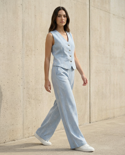 Conjunto Denim Bordado Chic – Gillette & Palazzo Mezclilla Fina