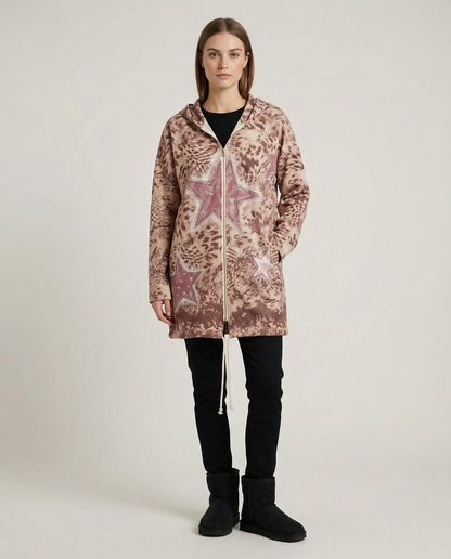 Chaqueta Gamuza Estampada con Capucha