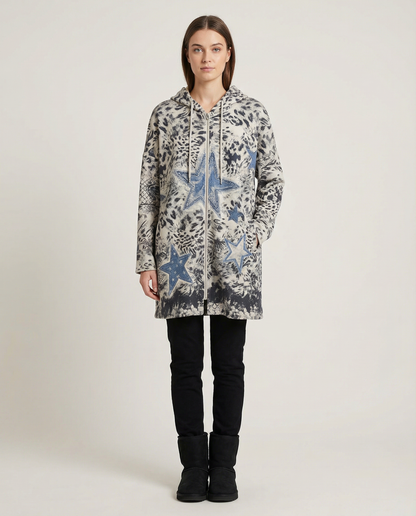 Chaqueta Gamuza Estampada con Capucha