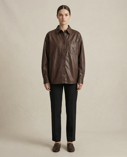 Camisa Ecocuero Aura Oversize