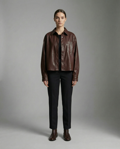 Camisa Ecocuero Aura Oversize