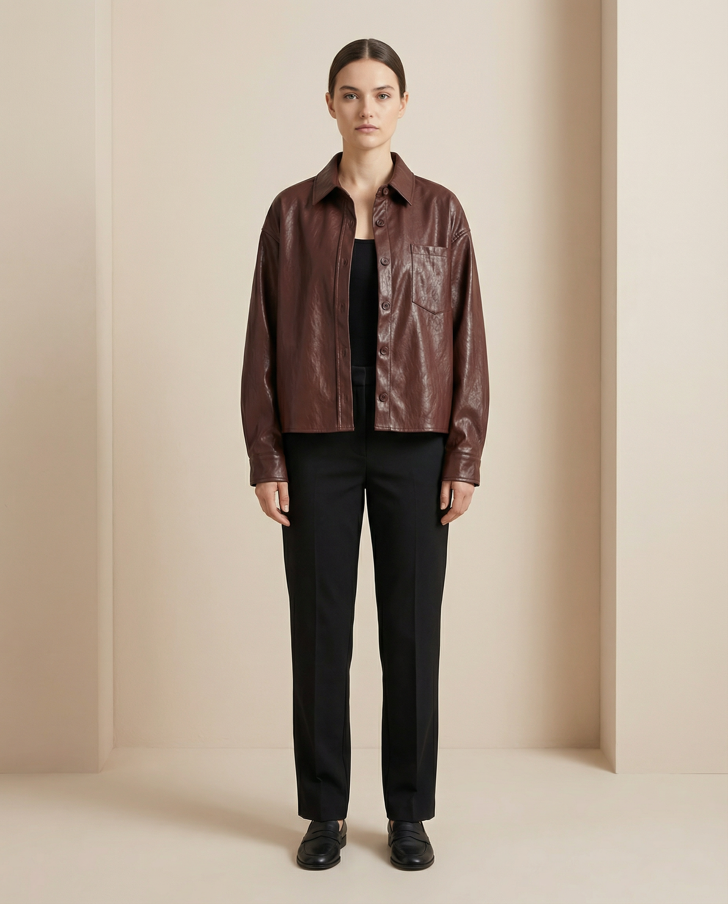 Camisa Ecocuero Aura Oversize
