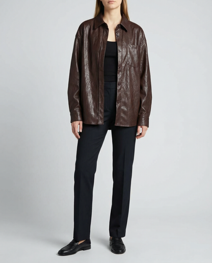 Camisa Ecocuero Aura Oversize
