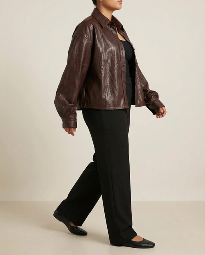 Camisa Ecocuero Aura Oversize