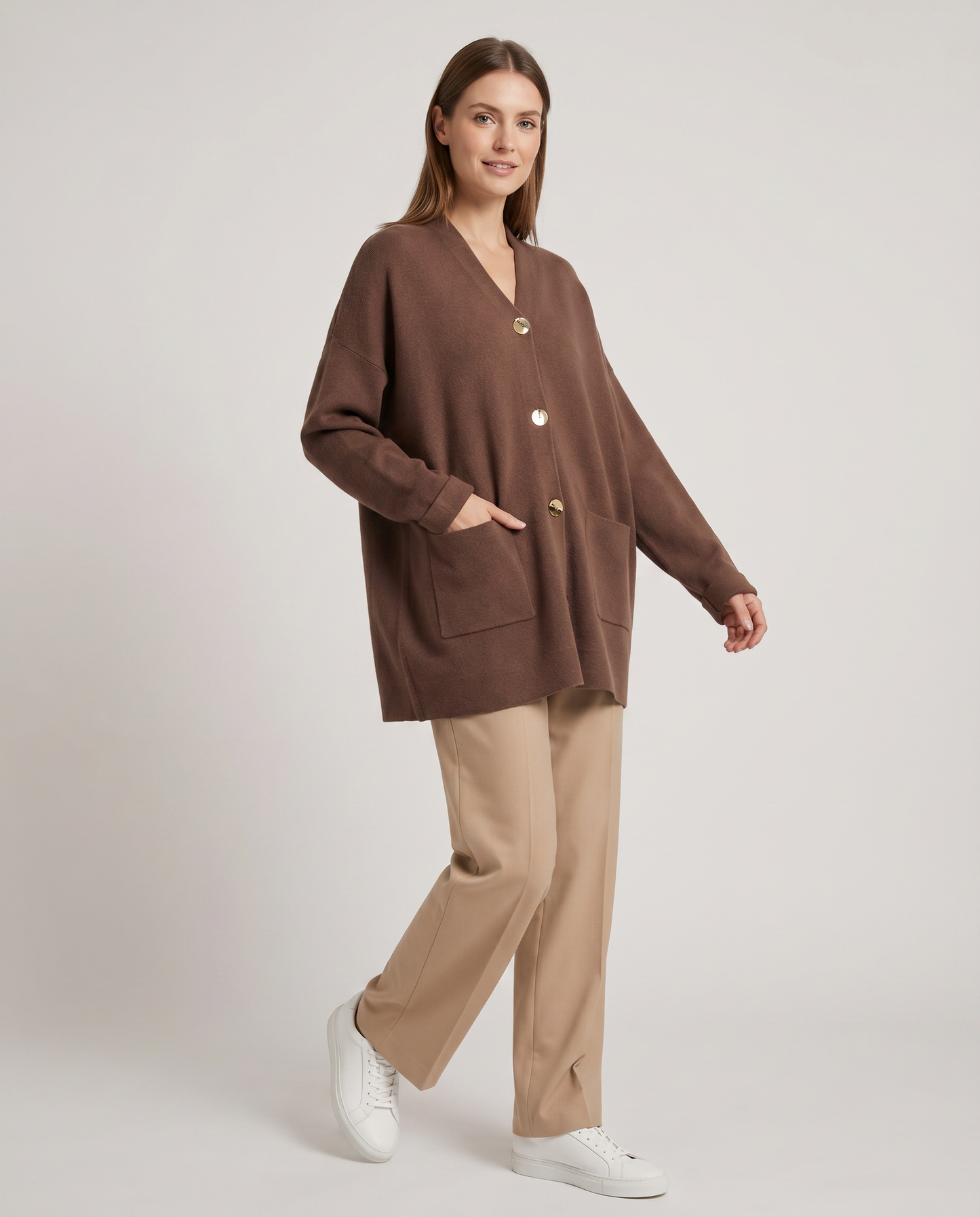 Abrigo Soft Lanilla Oversize Gold Buttons