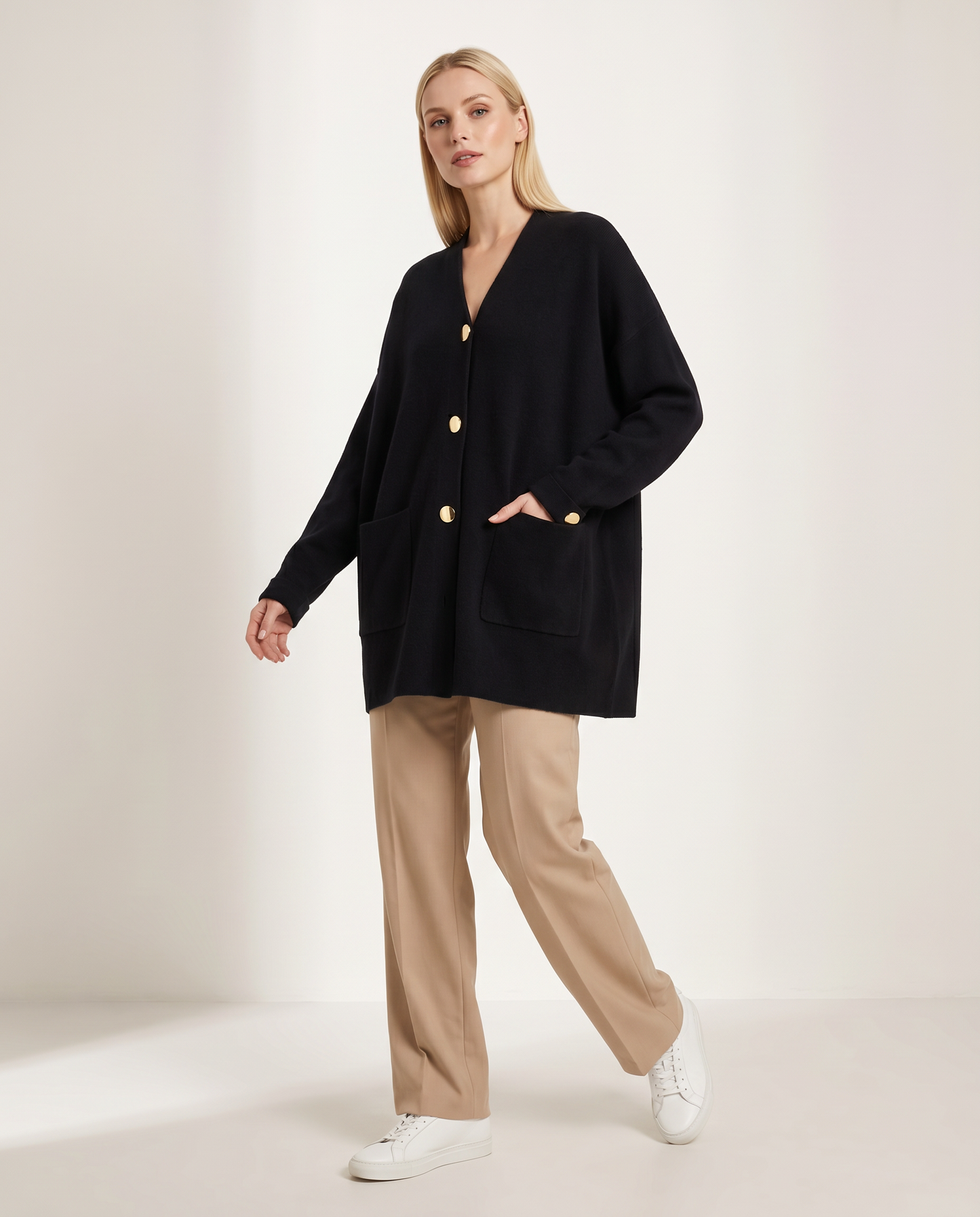Abrigo Soft Lanilla Oversize Gold Buttons