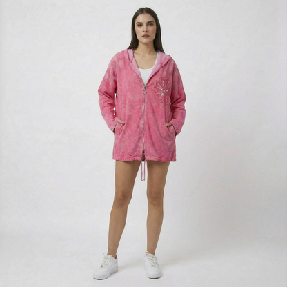 Chaqueta de Lino con Cierre y Capucha