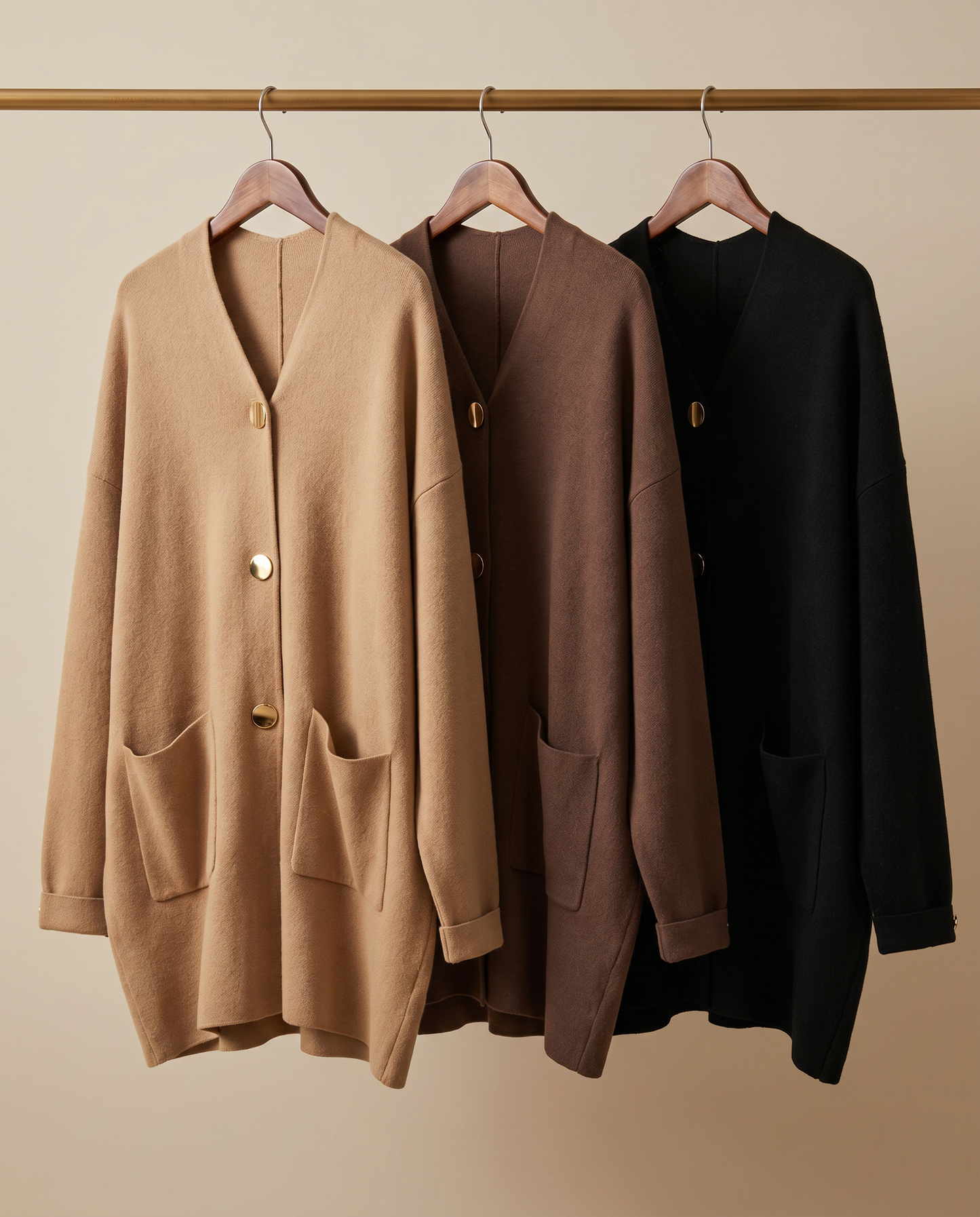 Abrigo Soft Lanilla Oversize Gold Buttons