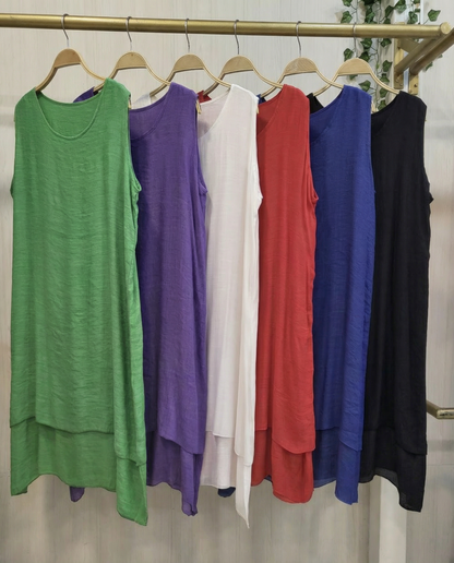 Vestido Midi de Bambula sin Mangas