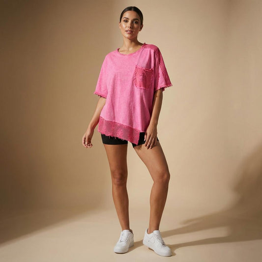 Polera de Lino Asimétrica Manga Corta