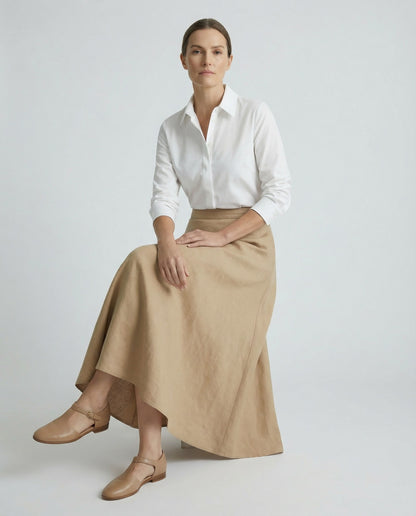 Falda de Lino con Bolsillos