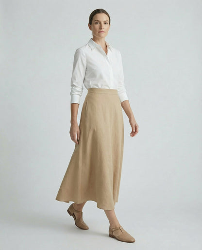 Falda de Lino con Bolsillos