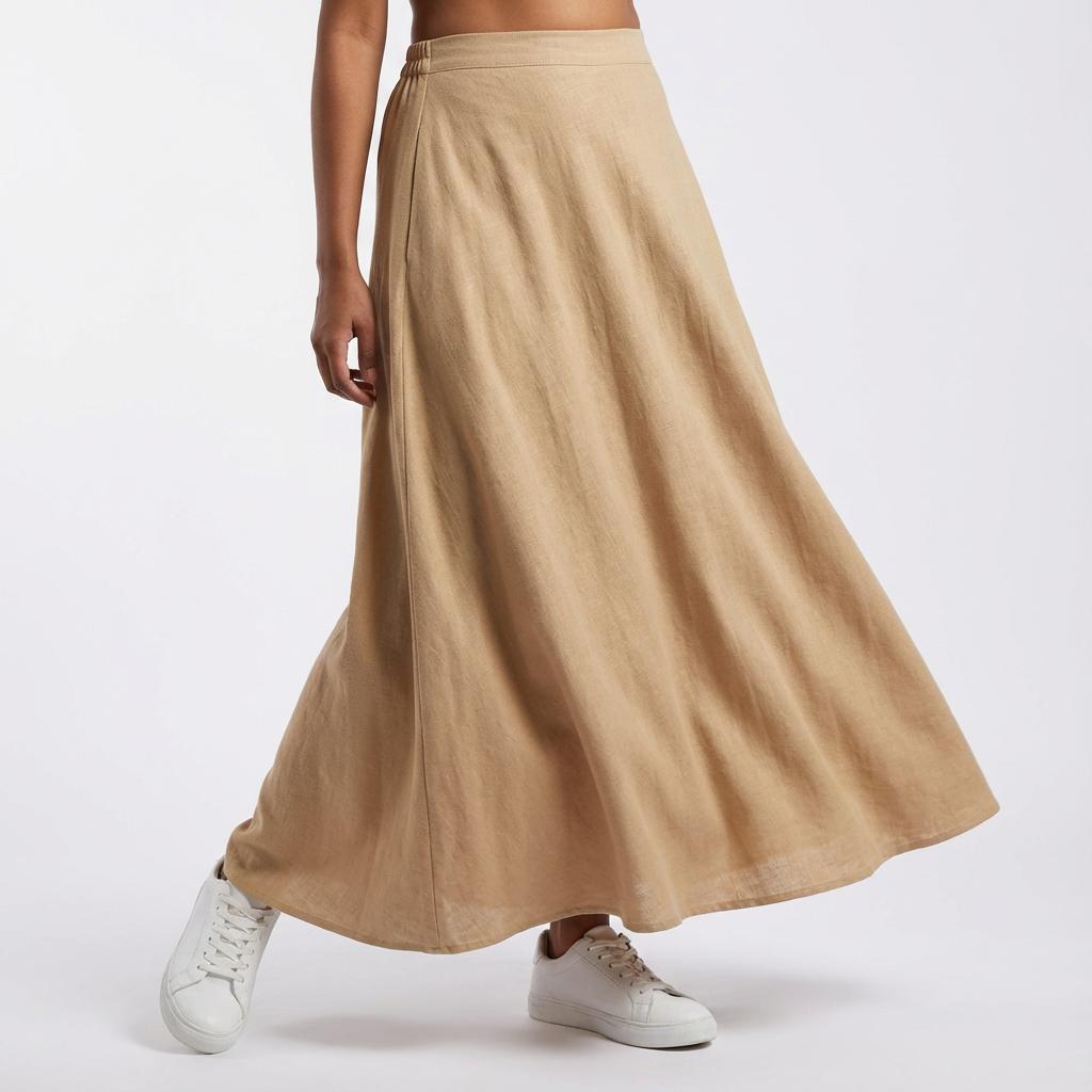 Falda de Lino con Bolsillos