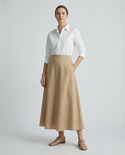 Falda de Lino con Bolsillos